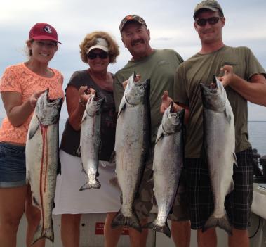 Lake Ontario charter boat fishing for King Salmon, brown trout and lake trout