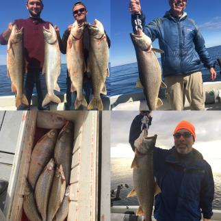 Lake charters fishing for brown trout and lake trout, eastern Lake Ontario NY.