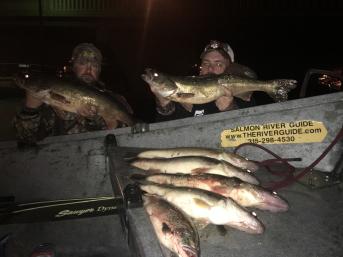 Night fishing for walleyes near the Oswego Harbor NY